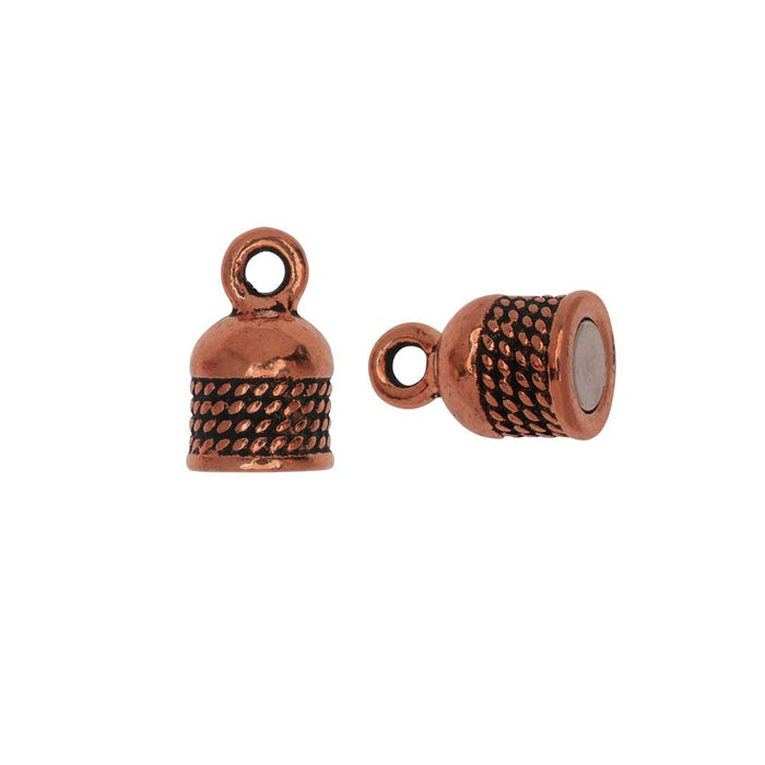 TierraCast Magnetic Clasps, Roped Capsule 25x7.5mm, Antiqued Copper Plated (1 Set)