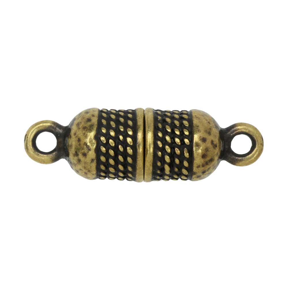 TierraCast Magnetic Clasps, Roped Capsule 25x7.5mm, 1 Set, Brass Oxide Finish