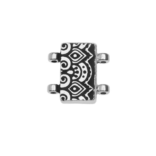 TierraCast Magnetic Clasps, Temple 2 -Strand Rectangle 16.5mm, Antiqued Silver Plated (1 Set)