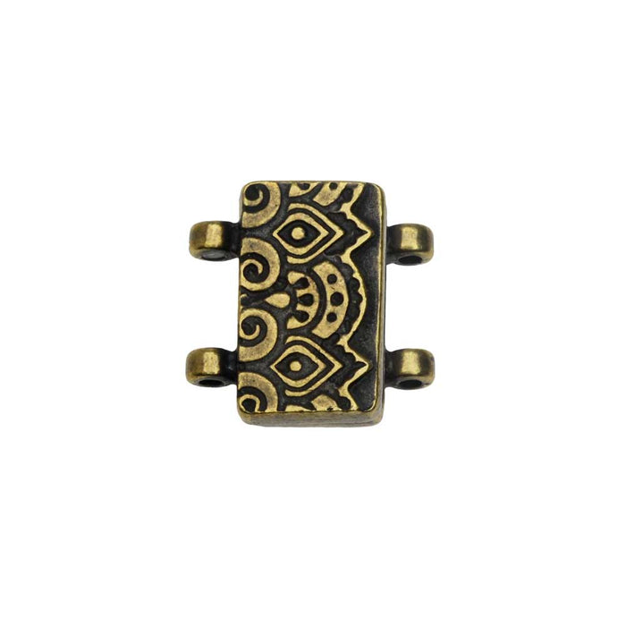 TierraCast Magnetic Clasps, Temple 2-Strand Rectangle 16.5mm, Brass Oxide Finish (1 Set)