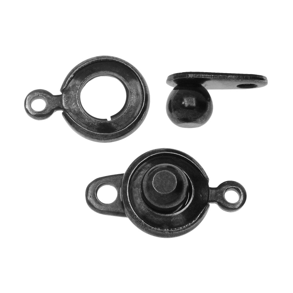 Ball and Socket Clasps, Round 12.5mm, Gunmetal (2 Sets) — Beadaholique