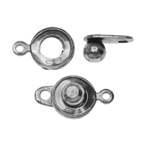Ball and Socket Clasps, Round 12.5mm, Antiqued Silver Tone (2 Sets)