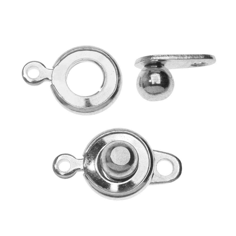 Ball and Socket Clasps, Round 12.5mm, Silver Plated (2 Sets) — Beadaholique