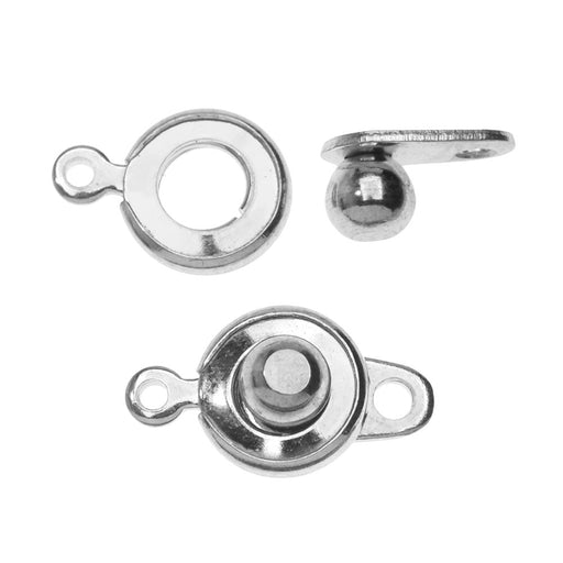 Ball and Socket Clasps, Round 12.5mm, Silver Plated (2 Sets)