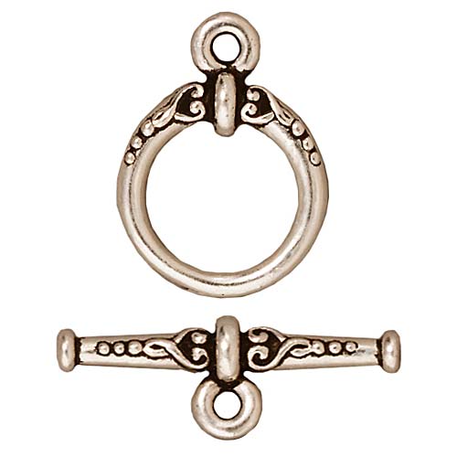 TierraCast Pewter Toggle Clasps, Heirloom 15mm, Silver Plated (1 Set)