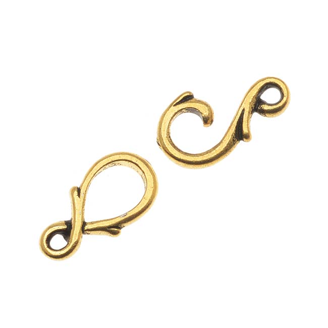 TierraCast 22K Gold Plated Pewter Vine Hook and Eye Clasp 7mm (1 Set)