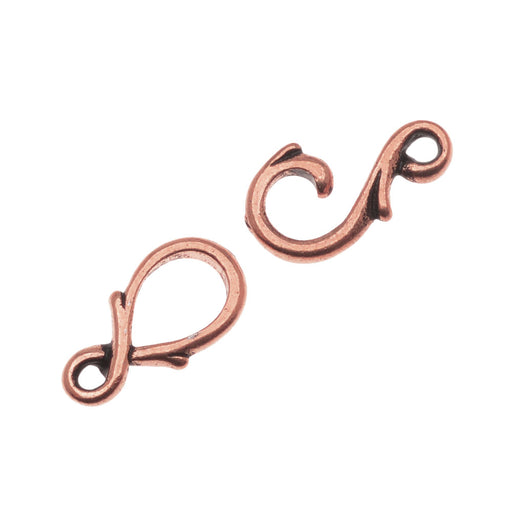 TierraCast Hook & Eye Clasps, Vine 20mm, Antiqued Copper Plated (1 Set)