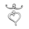 TierraCast Pewter Toggle Clasps, Scroll Heart 14mm, Silver Plated (1 Set)