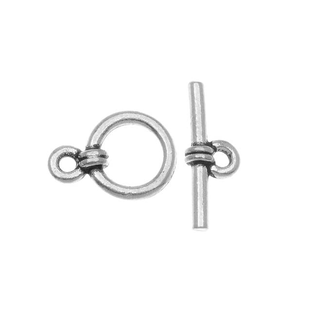 TierraCast Pewter Toggle Clasps, Sleek Wrap 8.5mm, Silver Plated (1 Set)