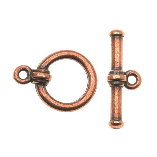 TierraCast Pewter Toggle Clasps, Sleek Wrap 12mm, 1 Set, Copper Plated