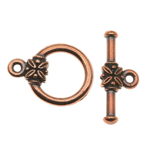 TierraCast Pewter Toggle Clasps, Large Leaf 16.5mm, Copper Plated (1 Set)