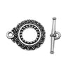 TierraCast Pewter Toggle  Clasps, Bali Detail 16.5mm, Silver Plated (1 Set)