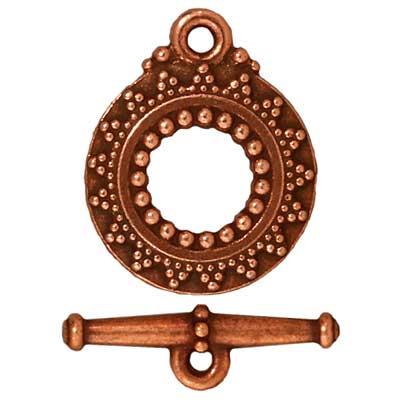 TierraCast Pewter Toggle Clasps, Bali Detail 16.5mm, Copper Plated (1 Set)