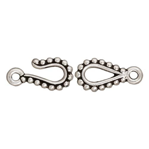 TierraCast Pewter Clasps, Beaded Hook and Eye 7mm, Silver Plated (1 Set)