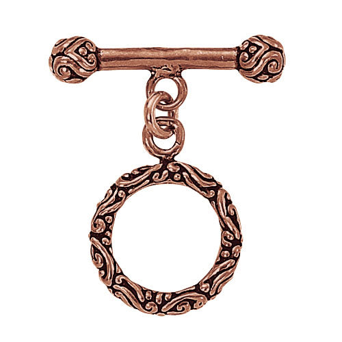 TierraCast Pewter Toggle Clasps, Victorian 16.5mm, Copper Plated (1 Set)