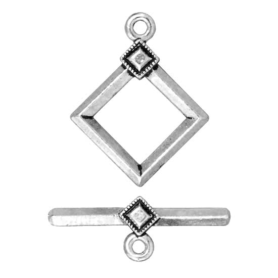 TierraCast Silver Plated Pewter Deco Diamond Toggle Clasp 23mm (1)