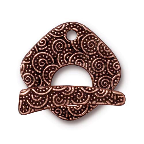 TierraCast Pewter Toggle Clasps, Spiral Square 22mm, Antiqued Copper Plated (1 Set)