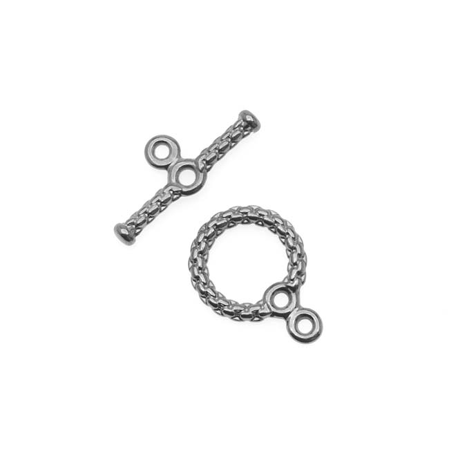 Toggle Clasps, Chain Textured 10.5mm, Gunmetal Plated (10 Sets)