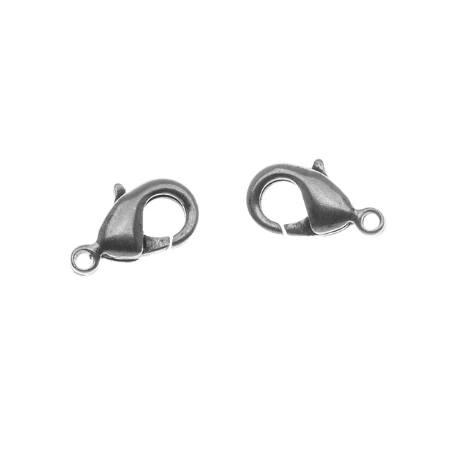 Nunn Design Lobster Clasps, Curve 12mm, Antiqued Silver Plated (2 Pieces)