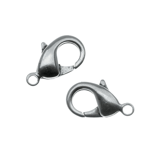 Nunn Design Lobster Clasps, Curve 19mm, Antiqued Silver Plated (2 Pieces)