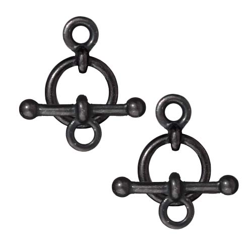 TierraCast Pewter Toggle Clasps, Anna's 9.5mm Black Finish (2 Sets)