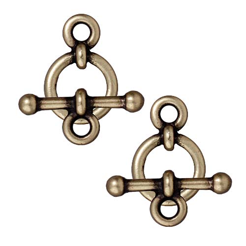 TierraCast Brass Oxide Finish Lead-Free Pewter 3/8 Inch Anna's Toggle Clasp (2 Sets)