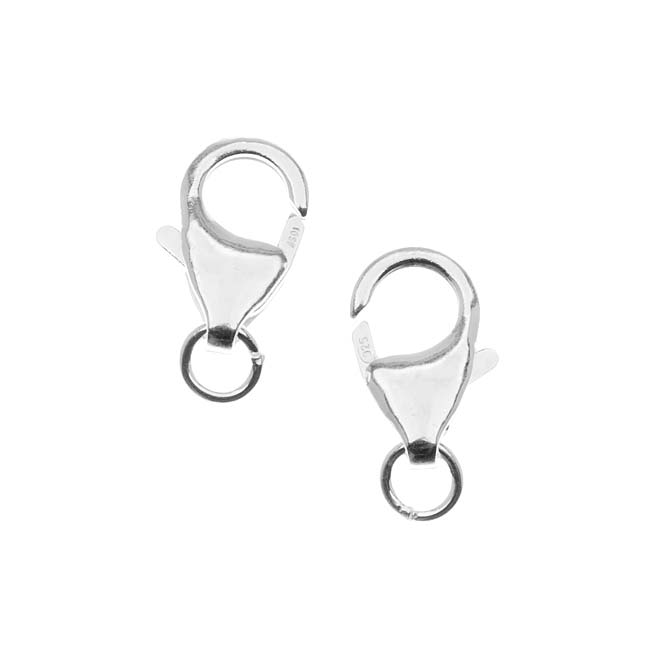 Lobster Clasps, Curved with Ring 12mm, Silver-Filled (2 Pieces)
