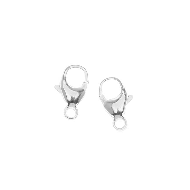 Lobster Clasps, Curved Balloon with Ring 11.5mm, Silver-Filled (2 Pieces)
