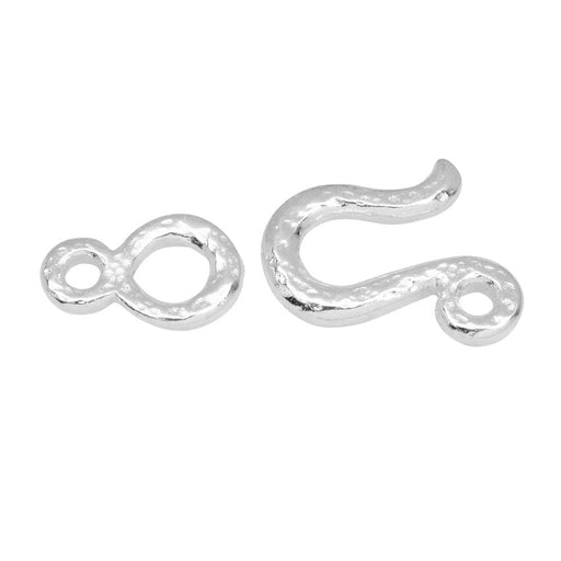 TierraCast Pewter Clasps, Hammered Hook & Eye 14mm, Bright Rhodium Plated (1 Set)