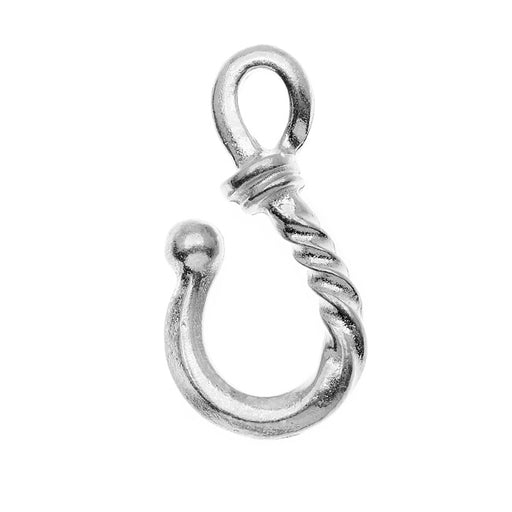 TierraCast Pewter Hook Clasps, Twisted 25mm, Antiqued Silver Plated (1 Piece)