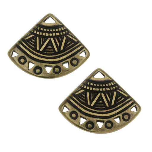 TierraCast Pewter Connector Links, 5 to 1 Ethnic Fan Design 15x18.5mm Brass Oxide Finish (2 Pieces)