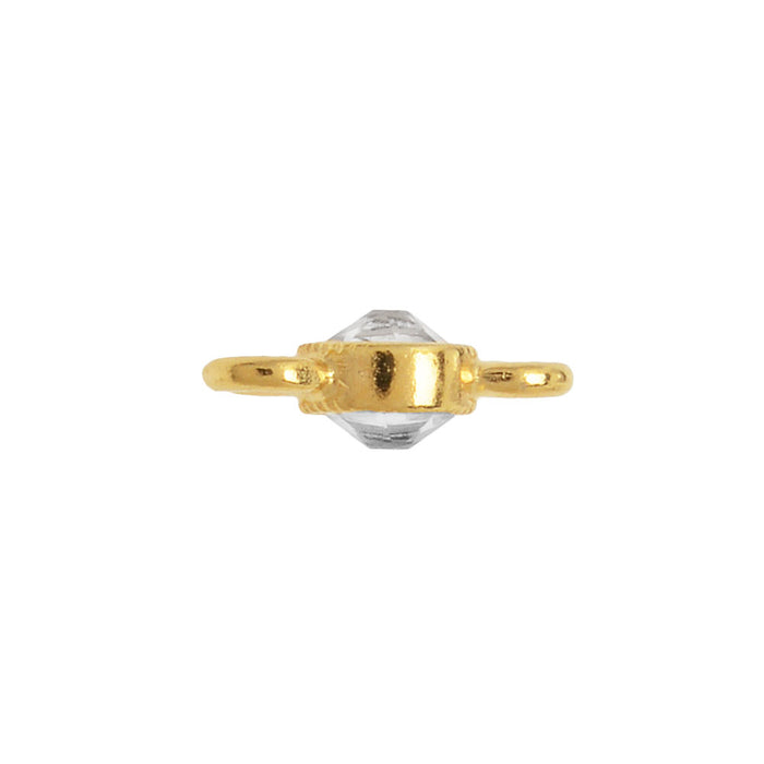 Connector Link, 2-Sided with Crystal 11.5x5mm, 22K Gold Plated, By TierraCast (1 Piece)