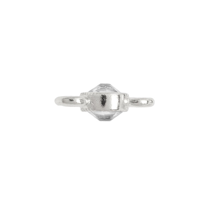 Connector Link, 2-Sided with Crystal 11.5x5mm, Bright Silver Plated, By TierraCast (1 Piece)