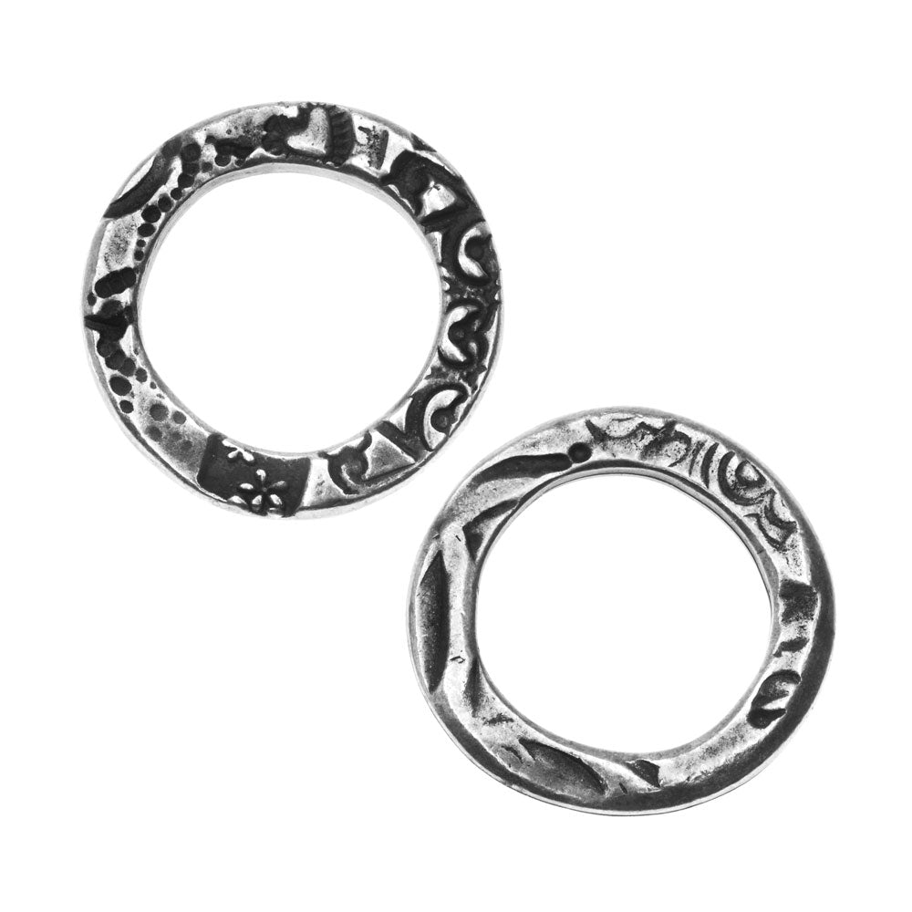 TierraCast Connector Link, Flora Ring 20.5mm, Antiqued Pewter (2 Pieces)