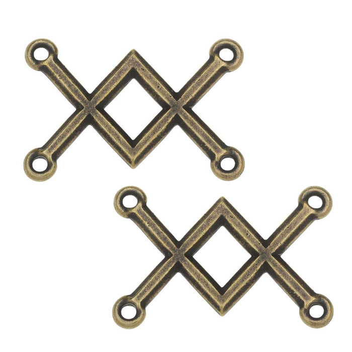 TierraCast Pewter Connector Links, 2-Strand Criss Cross Design 19x28mm Brass Oxide Finish (2 Pieces)