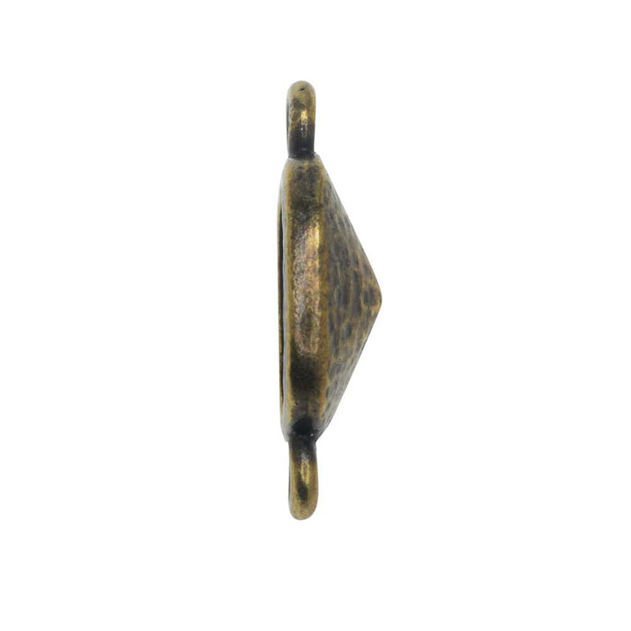 TierraCast Hammertone Bezel Link, Antiqued Brass, Fits Cushion Square 10mm (1 Piece)