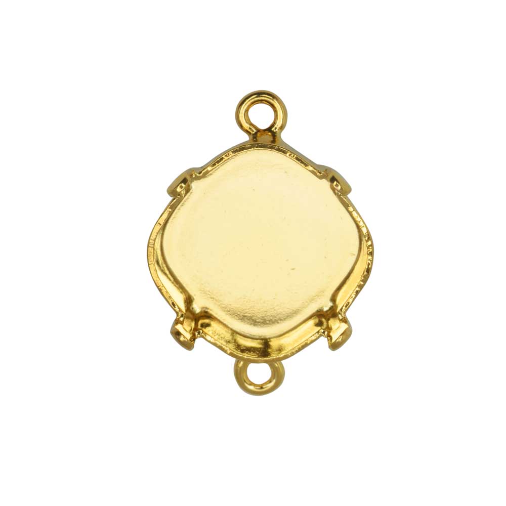 Gita Jewelry Setting for PRESTIGE Crystal, Tilted Square Connector for 12mm Cushion, Gold Plated