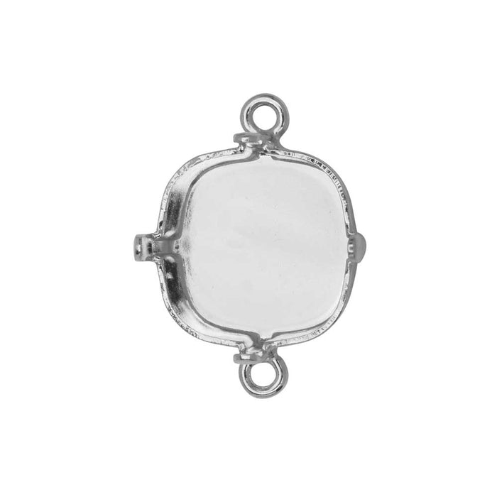 Gita Jewelry Stone Setting for PRESTIGE Crystal, Square Connector for 12mm Cushion, Rhodium Plated