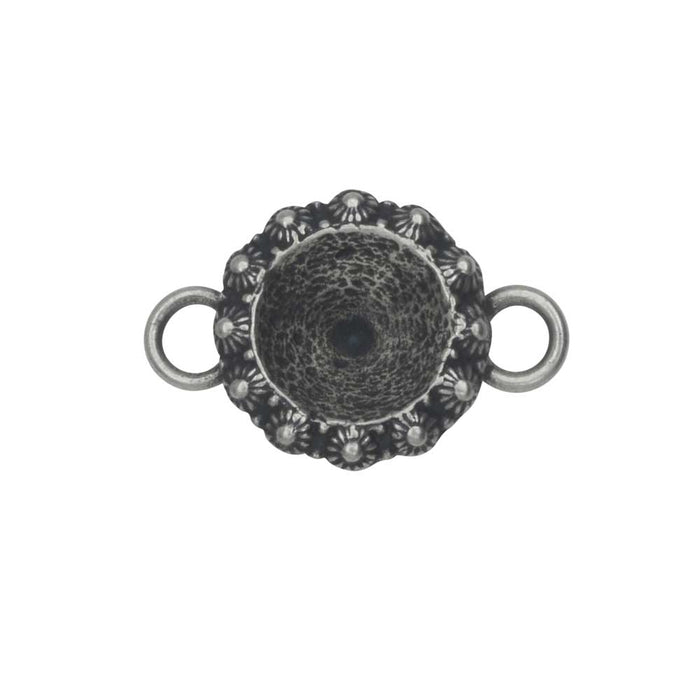 Gita Jewelry Setting for PRESTIGE Crystal, Round Dutch Connector for SS39 Chatons, Antiqued Silver