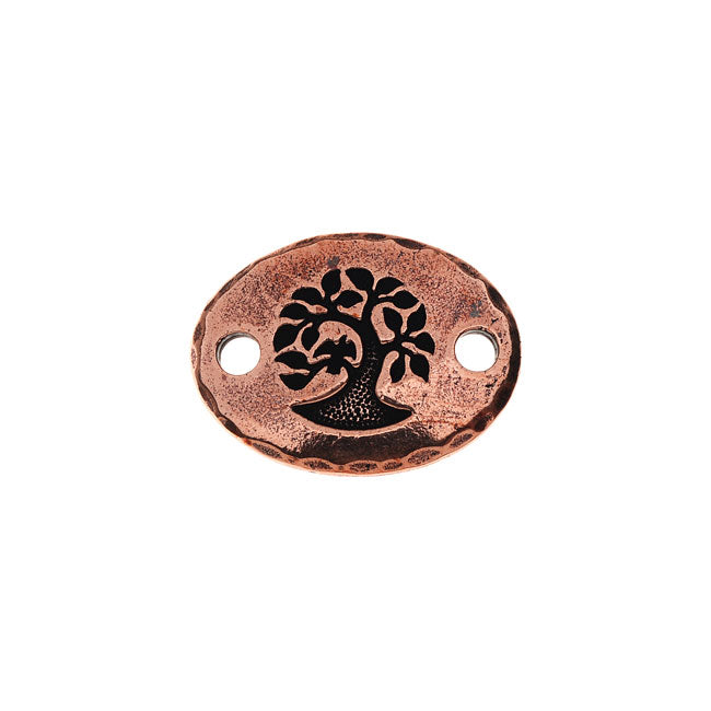 TierraCast Pewter, Oval Connector Link with Tree, 20x15mm, Ant Copper Plated