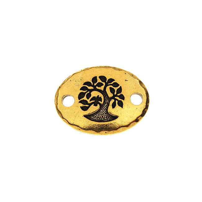 TierraCast Pewter, Oval Connector Link with Tree, 20x15mm, 22K Gold Plated