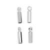 Cord Ends, Barrel with Ring 6.5mm Long, Fits 1.2mm Cord, Silver Tone (4 Pieces)