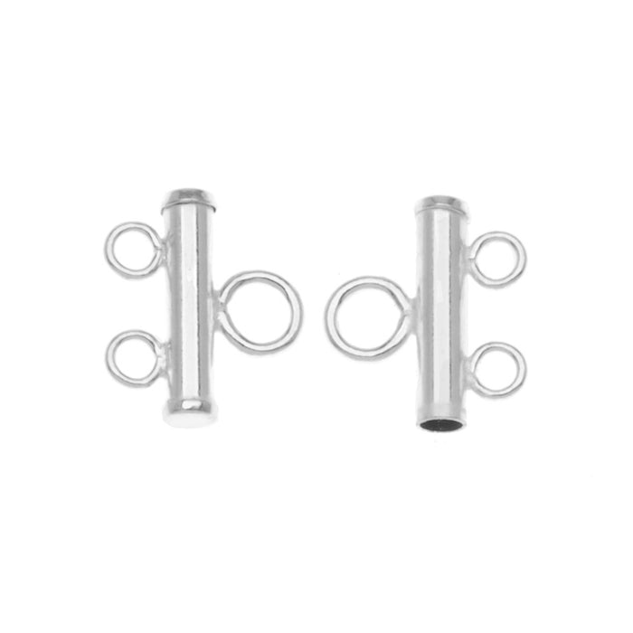 Sterling Silver Double Bead Strand Reducer Connector (2 pcs)