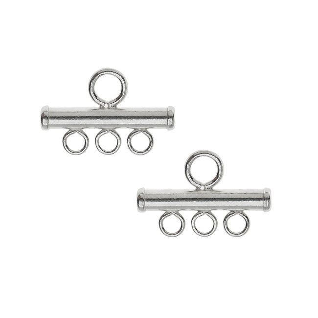Sterling Silver Triple Bead Strand Reducer Connector (2 Pieces)