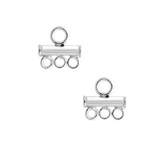 Sterling Silver Triple Strand Reducer Connector For 2.5mm Beads (2 Pieces)
