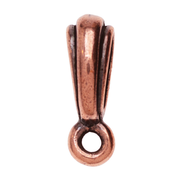 Slider Bail, Nouveau Drop with Loop 12.5mm, Antiqued Copper Plated, By TierraCast (4 Pieces)