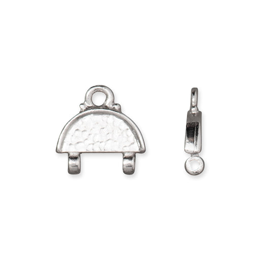Connector Link, Hammertone Crescent 14x14mm, White Bronze Plated, by TierraCast (2 Pieces)