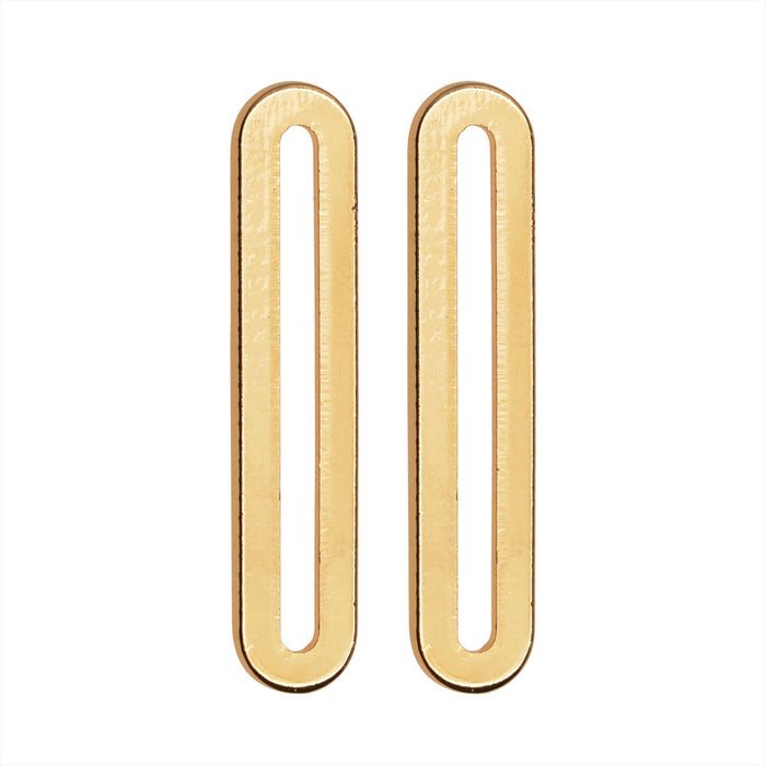 Connector Link, Elongated Oval 29.5x6.5mm, Gold Plated (2 Pieces)
