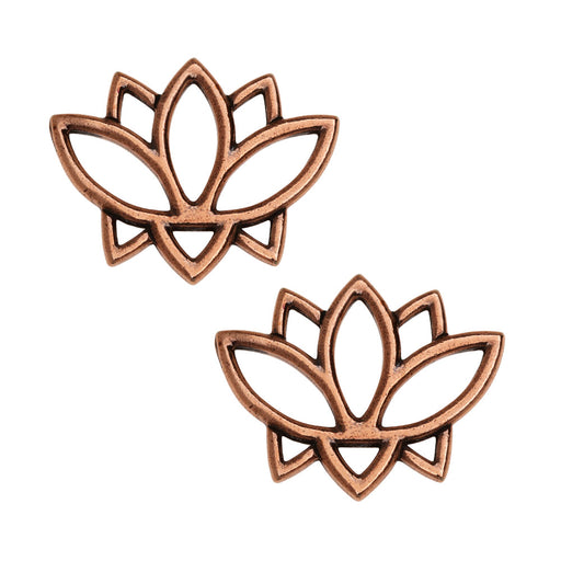 Connector Link, Open Lotus Flower Design 19x23.5mm, Antiqued Copper Plated, By TierraCast (2 Pieces)
