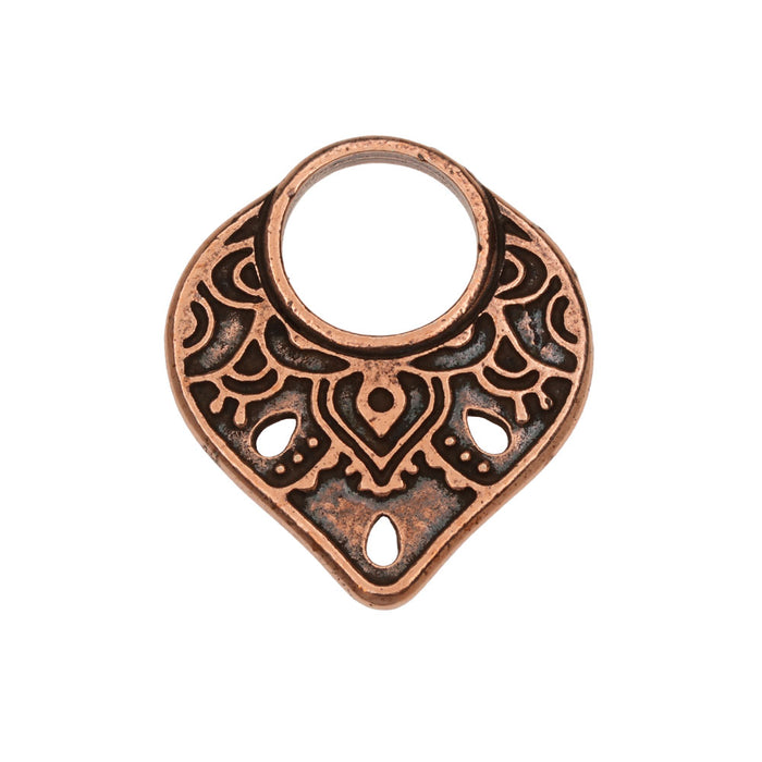Connector Link, Temple Ring 18.5x21mm, Antiqued Copper Plated, By TierraCast (1 Piece)